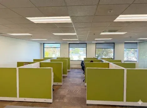 Furnished open-plan workstations